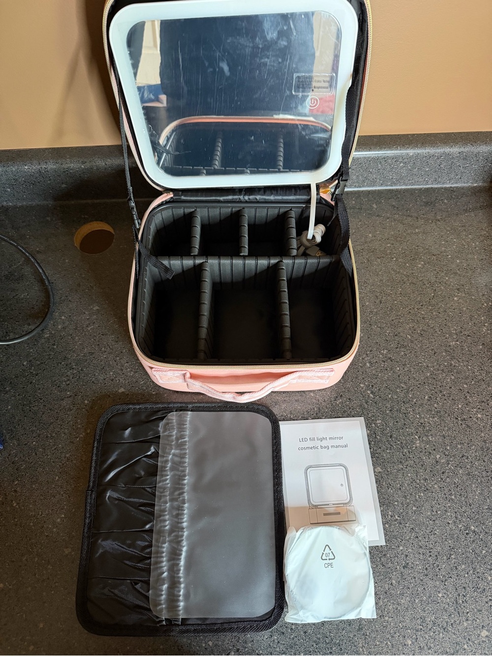 Pink LED Light Mirror Cosmetic Case